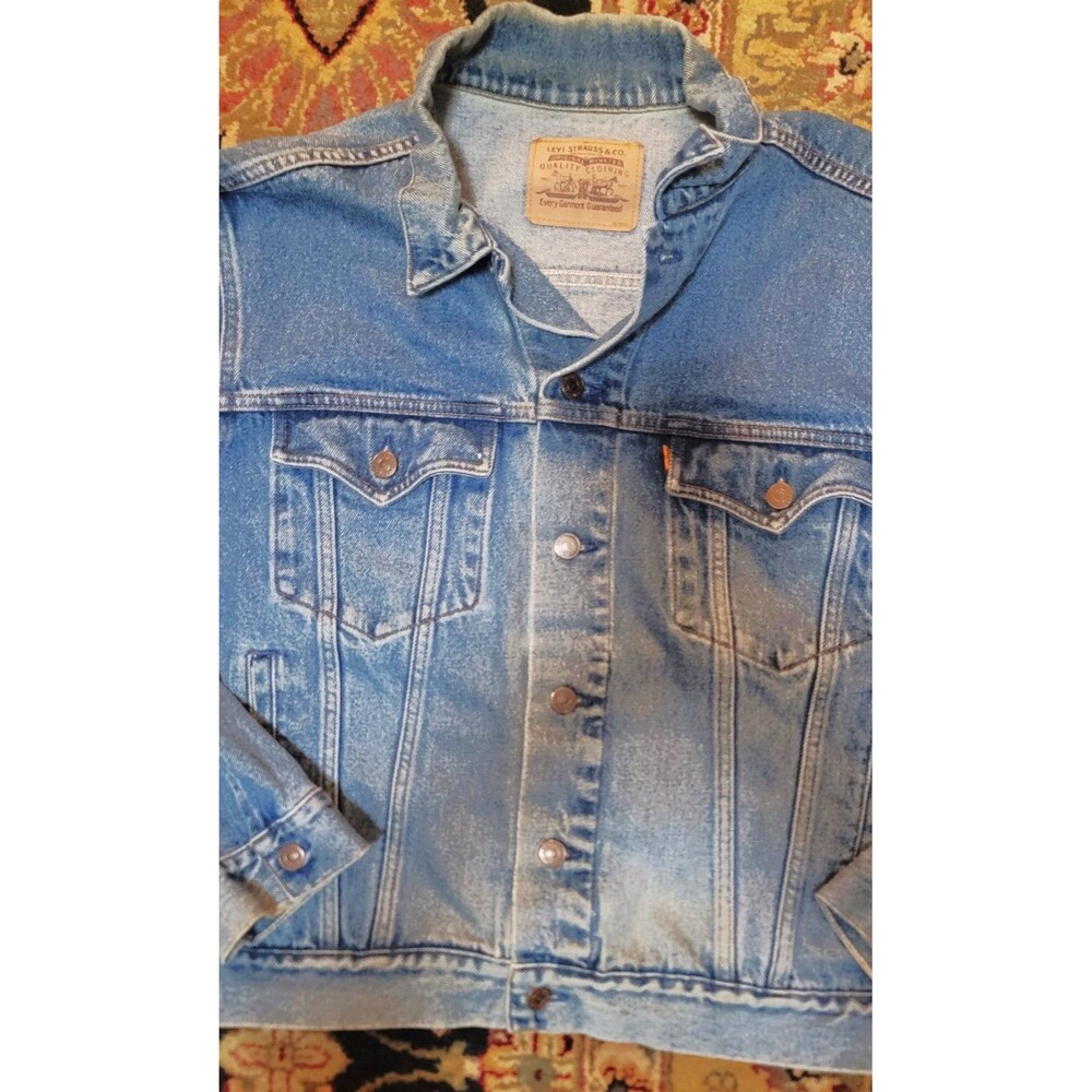 Levis vtg ORANGE Tab Denim Trucker Jacket Mens Size XL 1990’s "Fashion Denim" UK